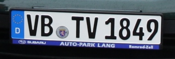 Kennzeichen VB TV 1849