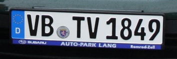 Kennzeichen VB TV 1849